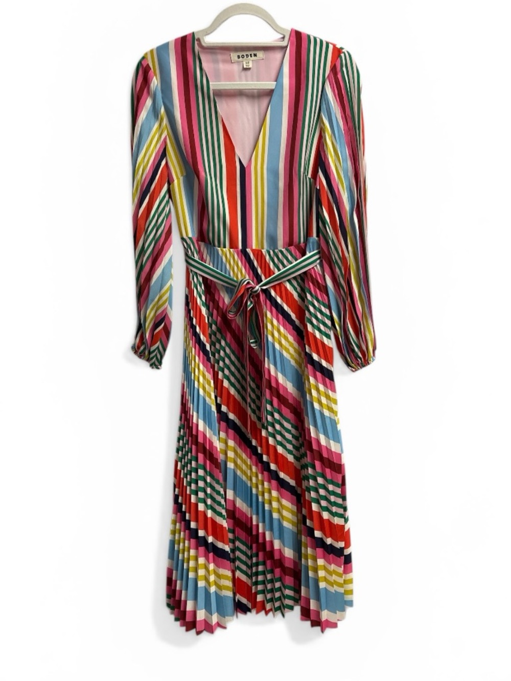 Boden Multicolor Striped Midi Dress - Pink, Green, Blue, Yellow, Red - Picture 3 of 7